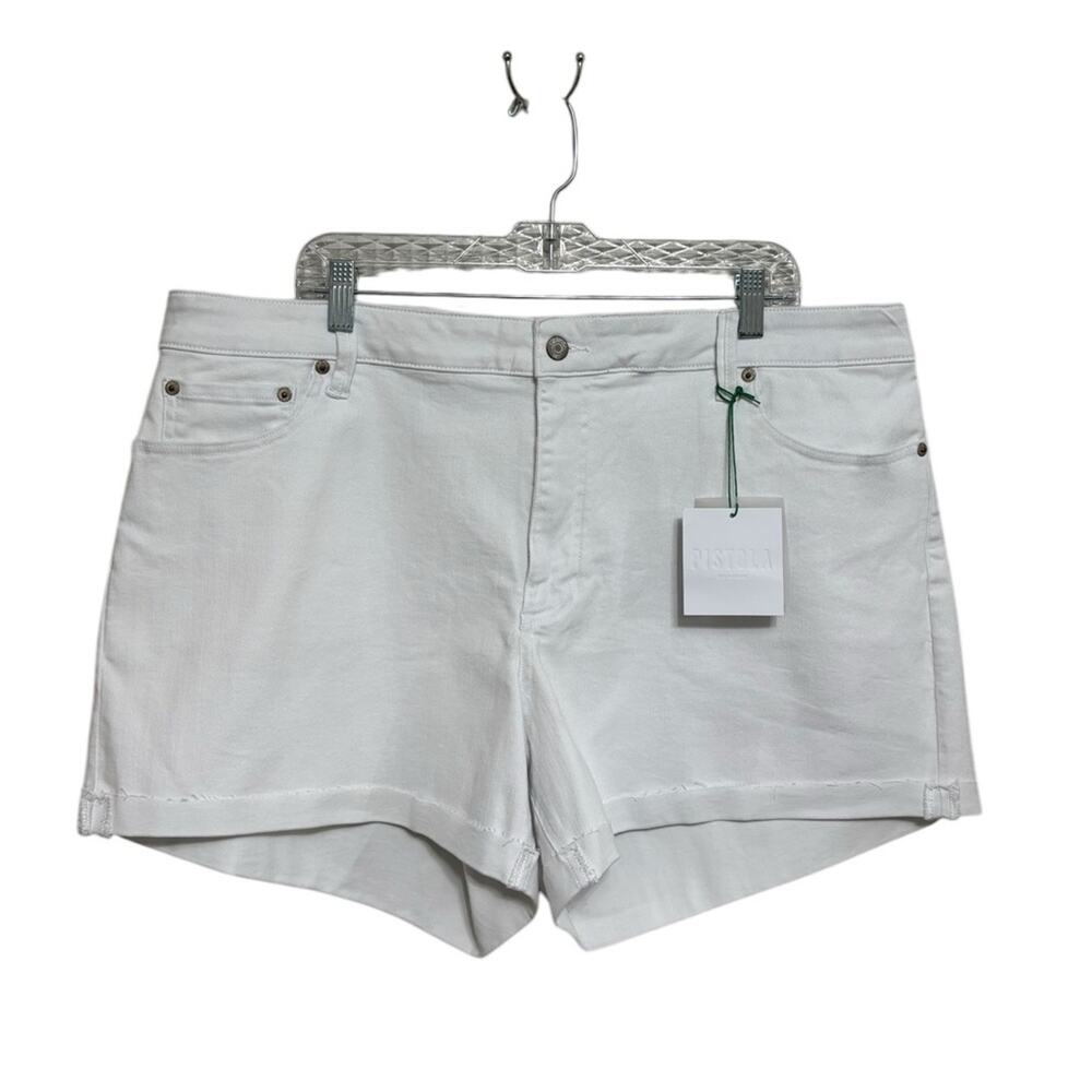 NEW Pistola James High Rise Cuff Denim Shorts in Eco White - Size 20W